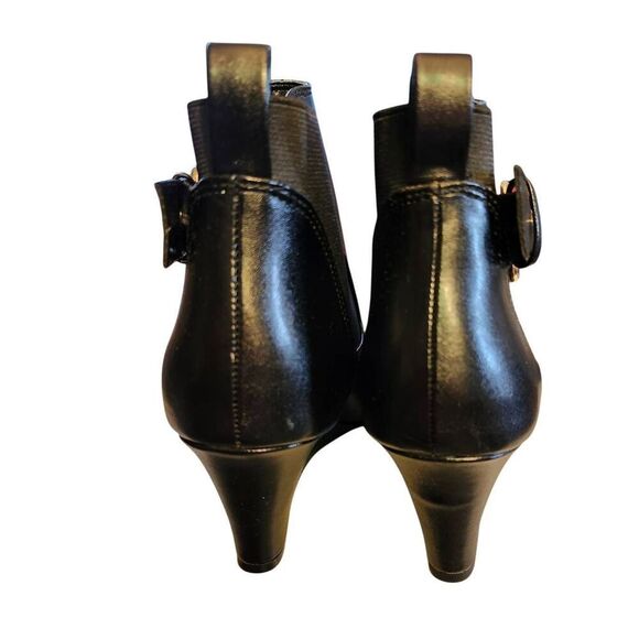 DEXFLEX COMFORT NWT Womens Vegan Leather Wedge Ankle Boots Black Size 8 - Picture 3 of 5